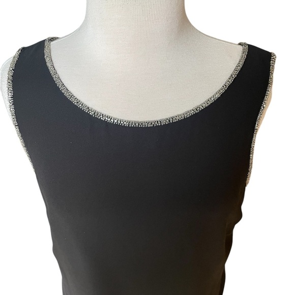 Adrianna Papell Black Blouson Dress Beaded Skirt Sleeveless Size 14 Cocktail - Picture 3 of 10